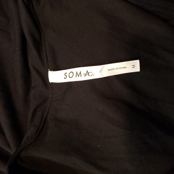Soma Dress Size M Black Empire Waist Flutter Sleeve V-Neck Built in Bra Jersey - Picture 4 of 4